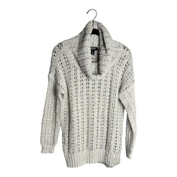 Nine West Light Gray Chunky Knit Cowl Neck Pullover Sweater Size Large - Picture 1 of 6